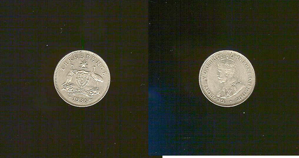Australian 3 pence 1936 EF+